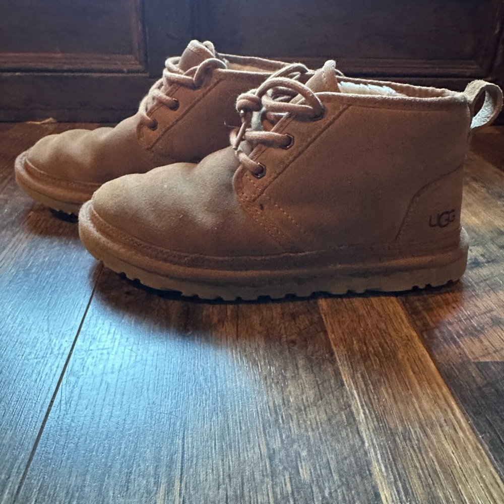 UGG Tan Ankle Boots with Lace-Up Design